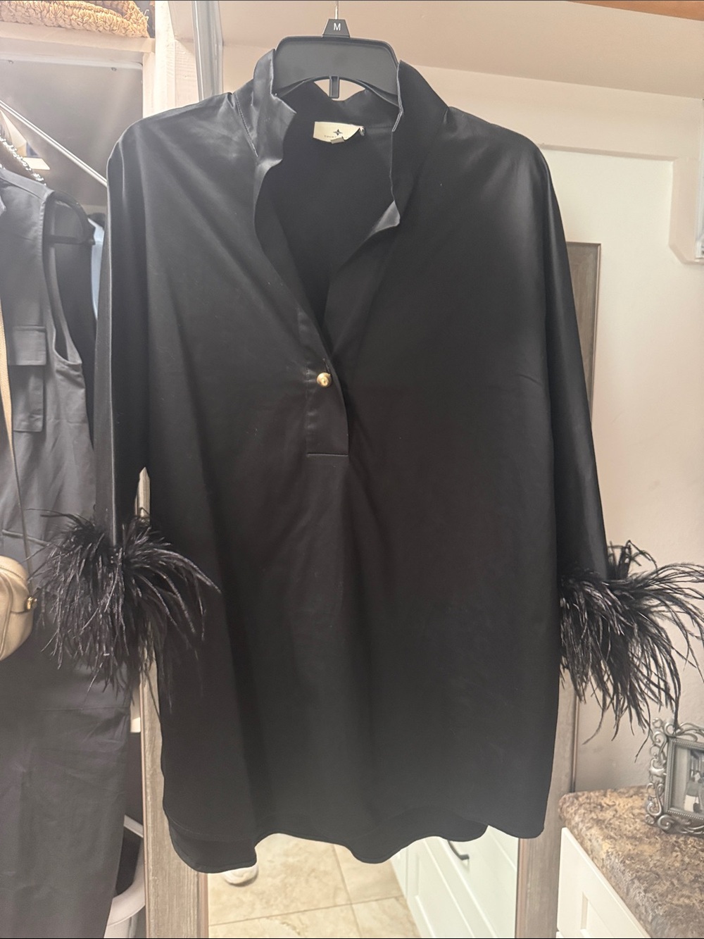 Tuckernuck Black Long-Sleeve Tunic with Feather Cuffs